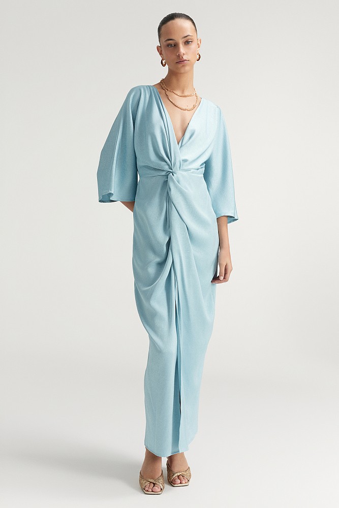 Maxi wrap satin dress - Gold label