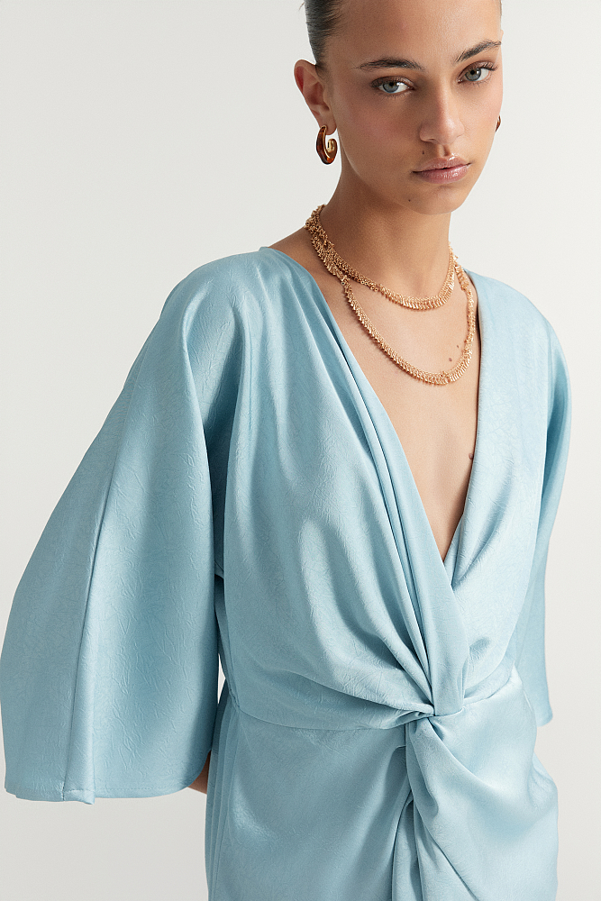 Maxi wrap satin dress - Gold label