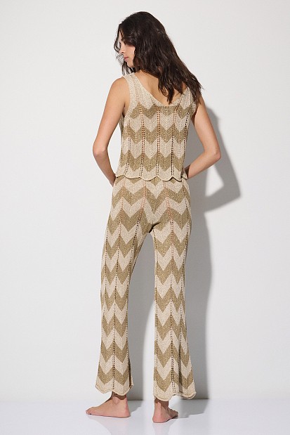 Knitted lurex top with zigzag pattern