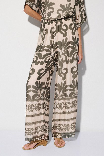 Printed high-waisted trousers