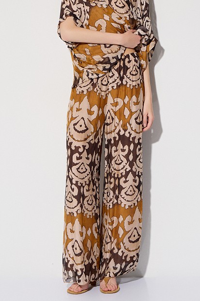 Printed high-waisted trousers