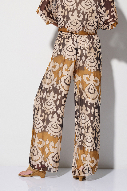 Printed high-waisted trousers