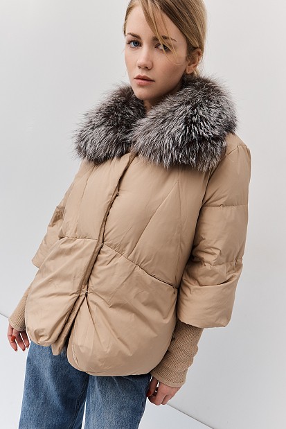 Down puffer jacket with fur