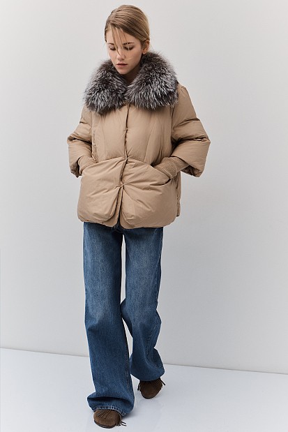 Down puffer jacket with fur