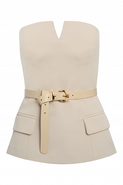 Srapless top with belt