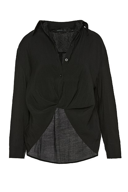 Crepe shirt with a lace top