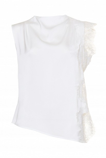Blouse with lace and satin touch