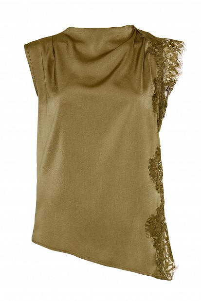 Blouse with lace and satin touch