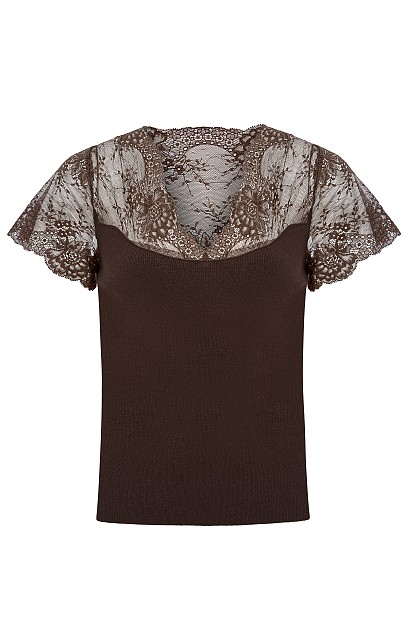 V-neck blouse with lace