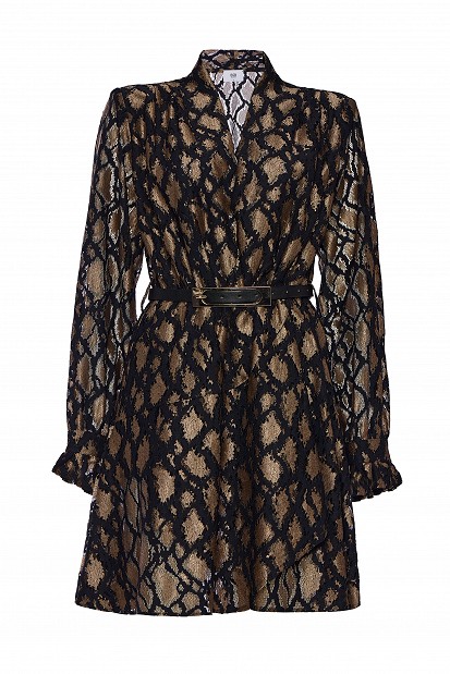 Μίνι animal print φόρεμα με δαντέλα