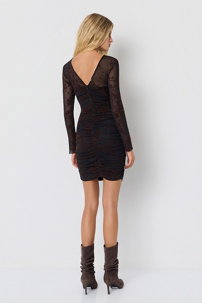Mini dress with sheer and floral detailing
