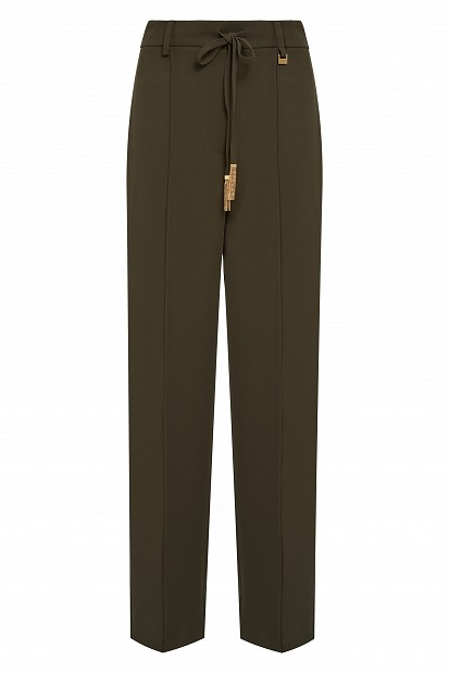 Fabric trousers with a tie drawstring waist