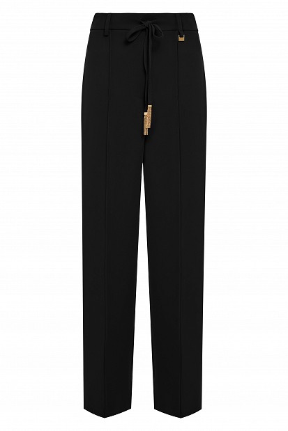 Fabric trousers with a tie drawstring waist