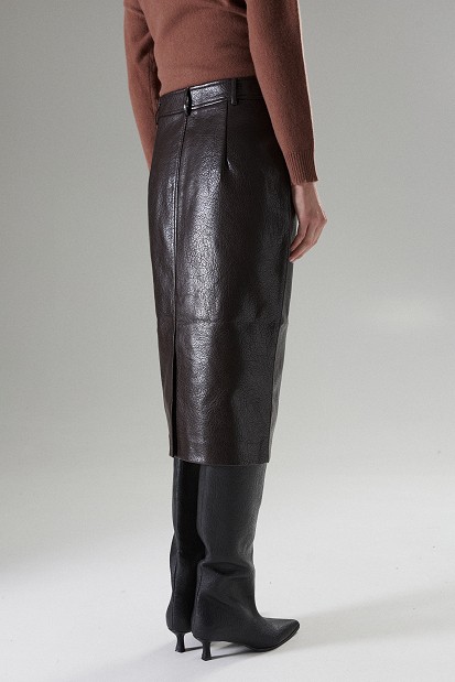 Leather-look midi skirt