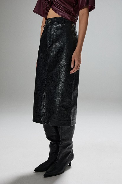Leather-look midi skirt