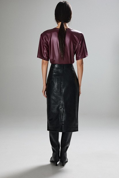 Leather-look midi skirt
