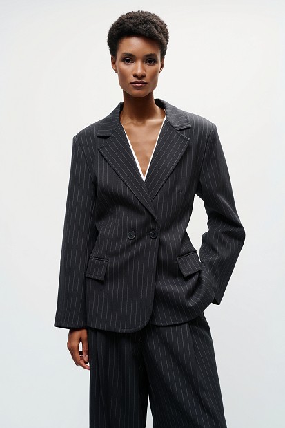 Striped double-breasted blazer
