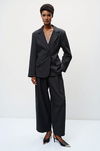 Striped double-breasted blazer