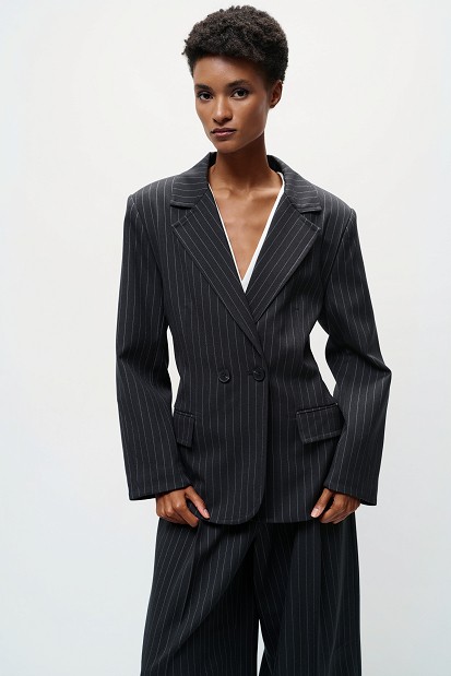 Striped double-breasted blazer