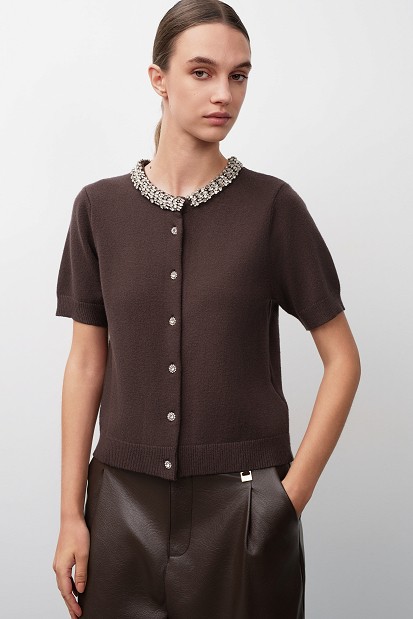 Cardigan din tricot cu detalii strălucitoare