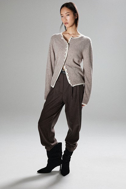 Wool cardigan with rhinestones