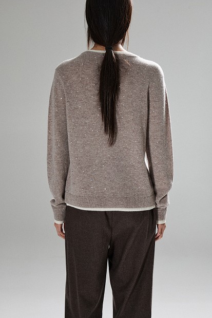 Wool cardigan with rhinestones