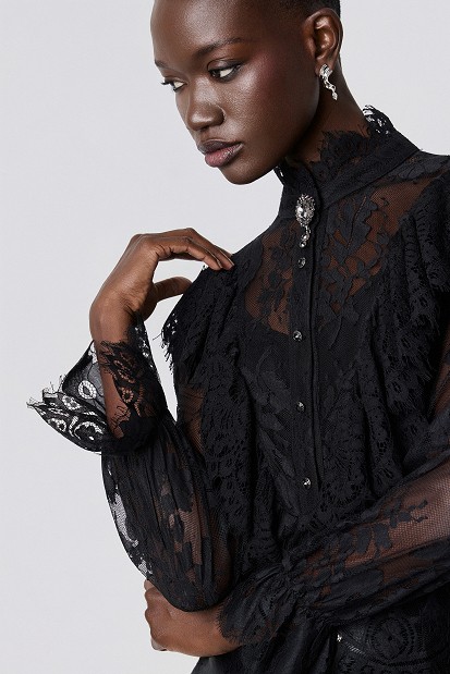 Semi-sheer lace blouse