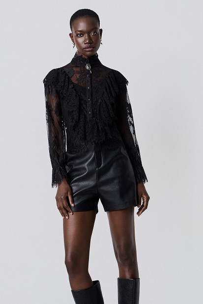 Semi-sheer lace blouse