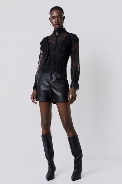 Semi-sheer lace blouse