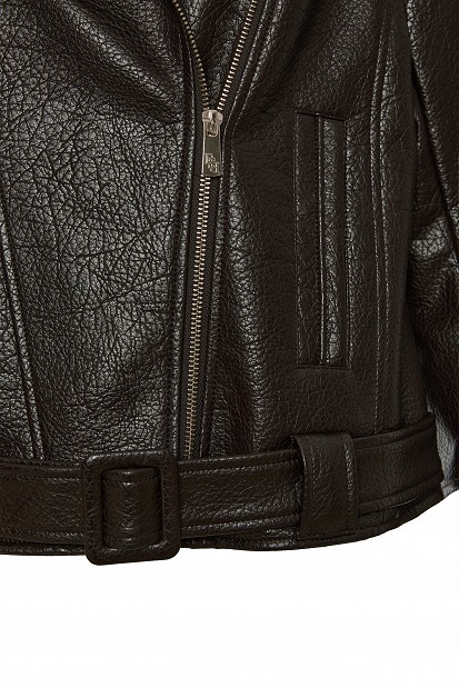Leather-look jacket with belt