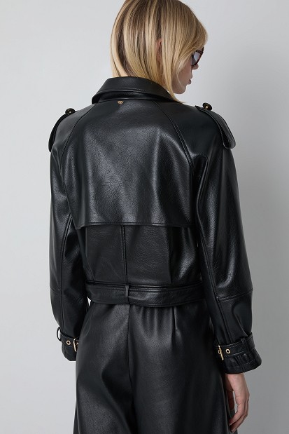 Leather-look jacket with belt
