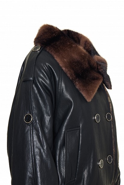 Leather-look jacket with faux fur lining