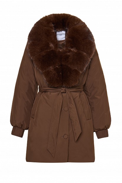 Jacket with faux fur collar