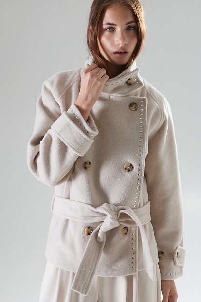 Coat with matching belt and studs