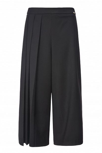 Asymmetric pleated culotte trousers