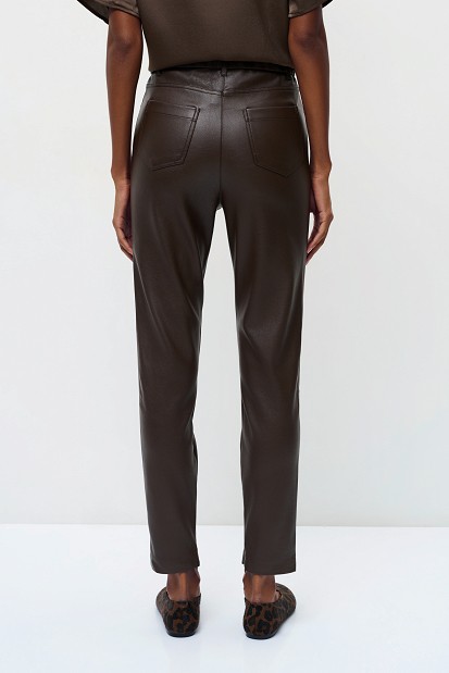 High-waisted leather-look trousers