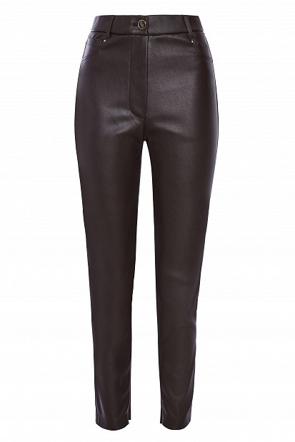 High-waisted leather-look trousers