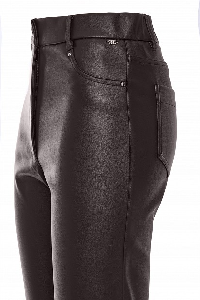 High-waisted leather-look trousers