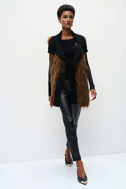 High-waisted leather-look trousers