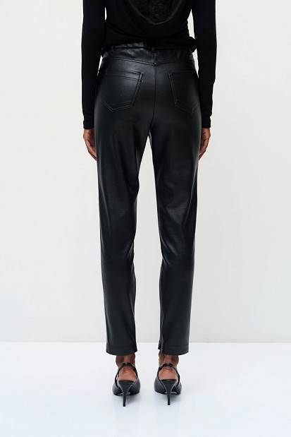 High-waisted leather-look trousers