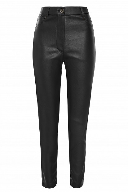 High-waisted leather-look trousers