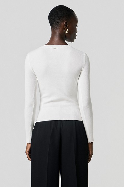 Sweater with cut-out detail and rhinestones