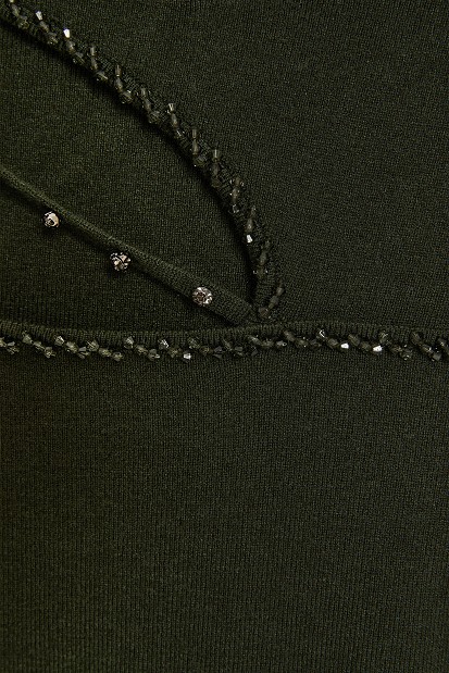 Sweater with cut-out detail and rhinestones