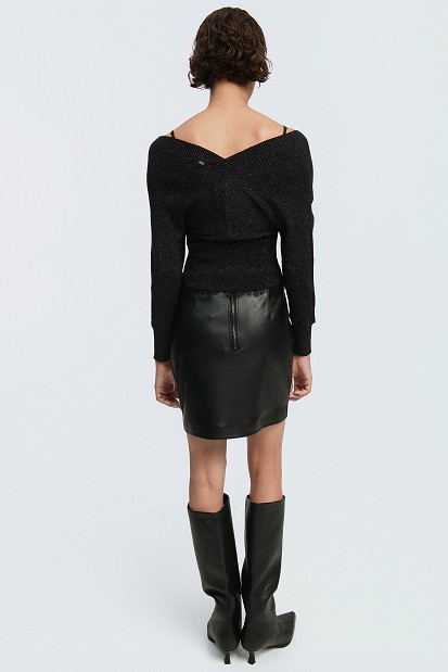 Wrap lurex top with lace