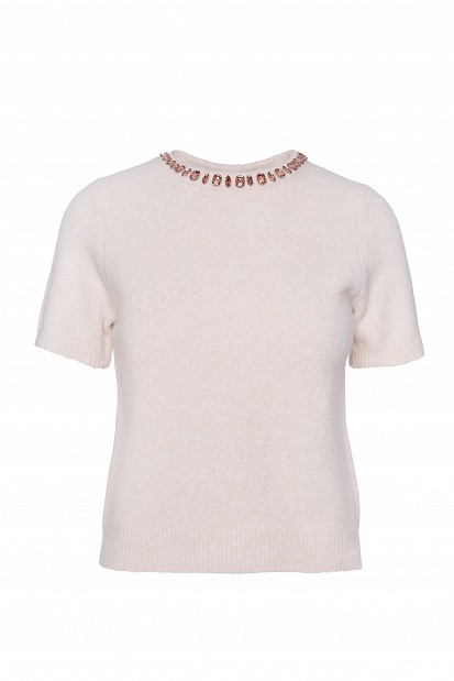 Sweater with decorative stones
