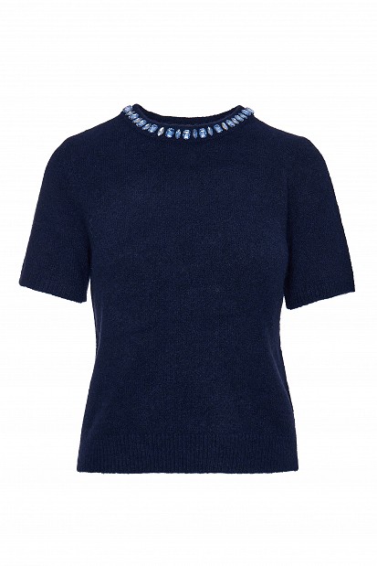 Sweater with decorative stones