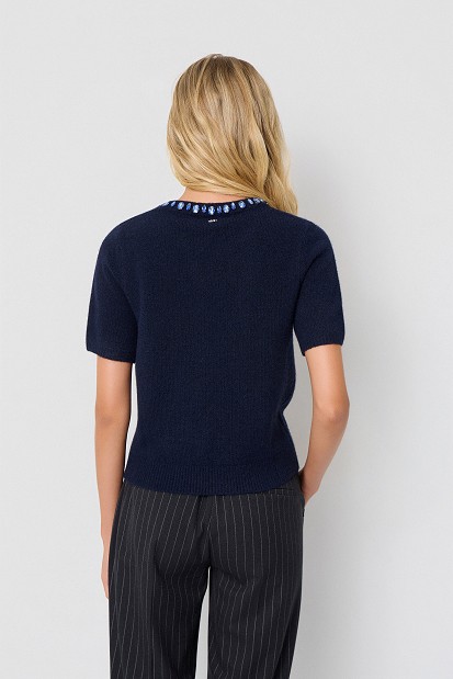 Sweater with decorative stones