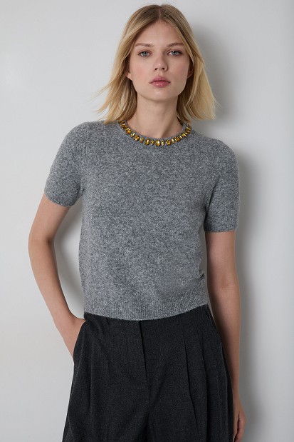 Sweater with decorative stones