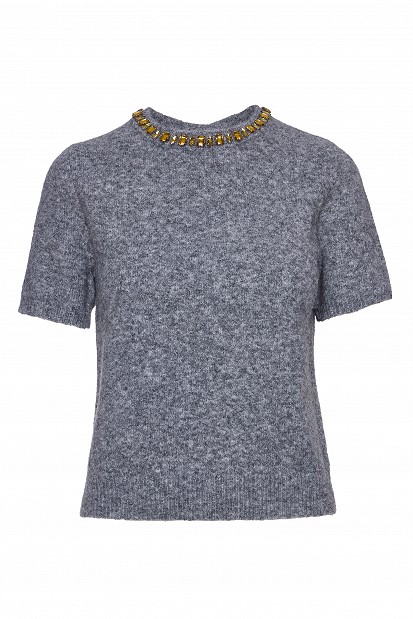 Sweater with decorative stones
