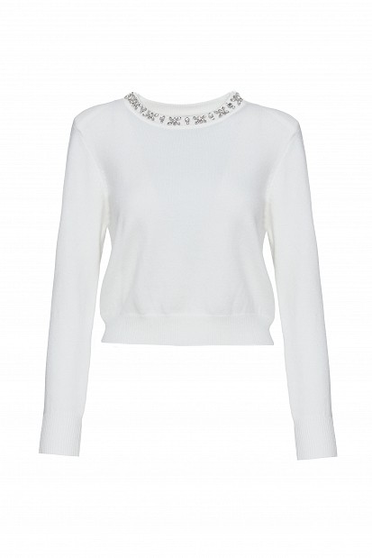 Pulover din tricot cu pietricele decorative